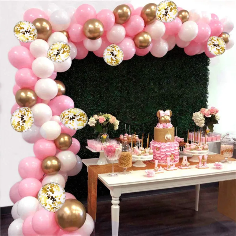 

NANLINGWUREN Pink Balloon Garland Arch Set White Gold Balloons Baby Shower Girl Birthday Party Wedding Decorations Supply