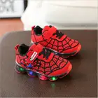 Детские светящиеся туфли Человек-паук, мягкие кроссовки для мальчиков и девочек, дышащие, со светодиодной подсветкой, для младенцев, тенниса, весна-осень