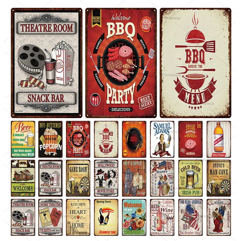 

Pub Bar Decoration Drinks Beer Tin Signs Metal Plaque Wine Whiskey Painting Poster Pub Vintage Home Kitchen Wall Decor 20x30cm