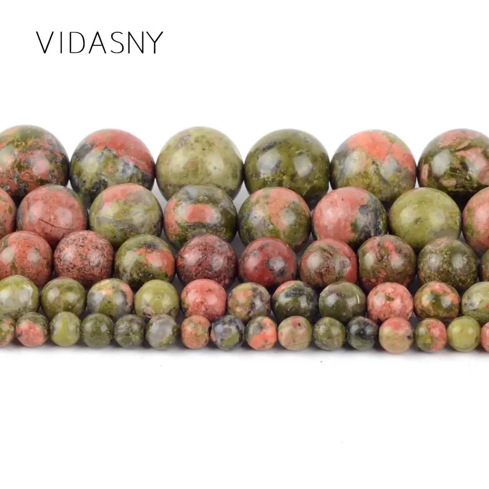 Natural Gem Unakite Stone Round Beads For Jewelry Making 4mm-12mm Loose Spacer Diy Bracelet Necklace 15'' Wholesale | Украшения и