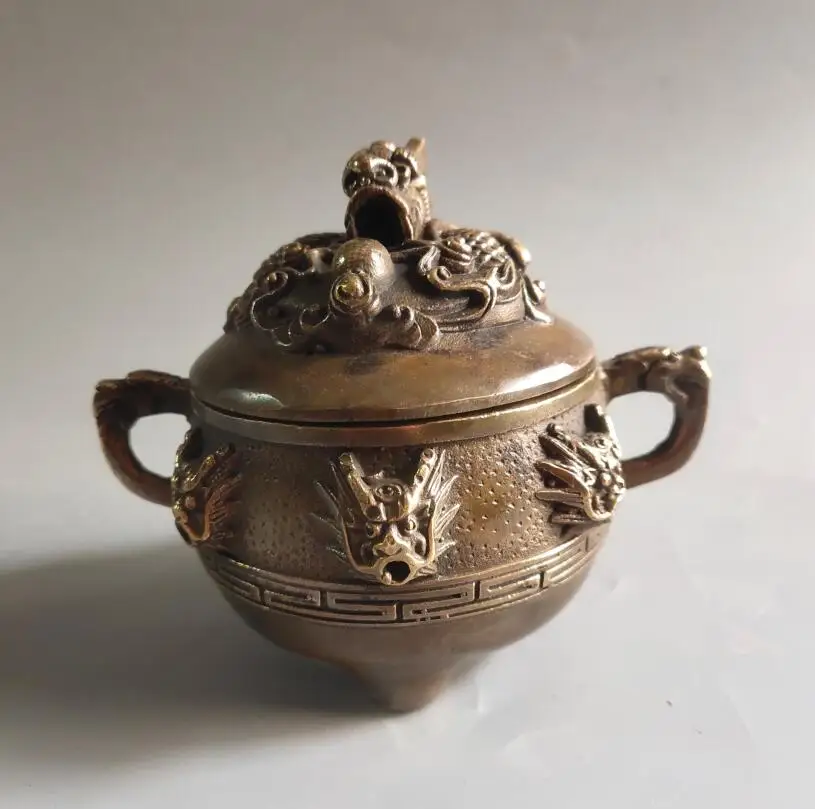 

Archaize brass nine dragon head Incense burner home decoration crafts statue