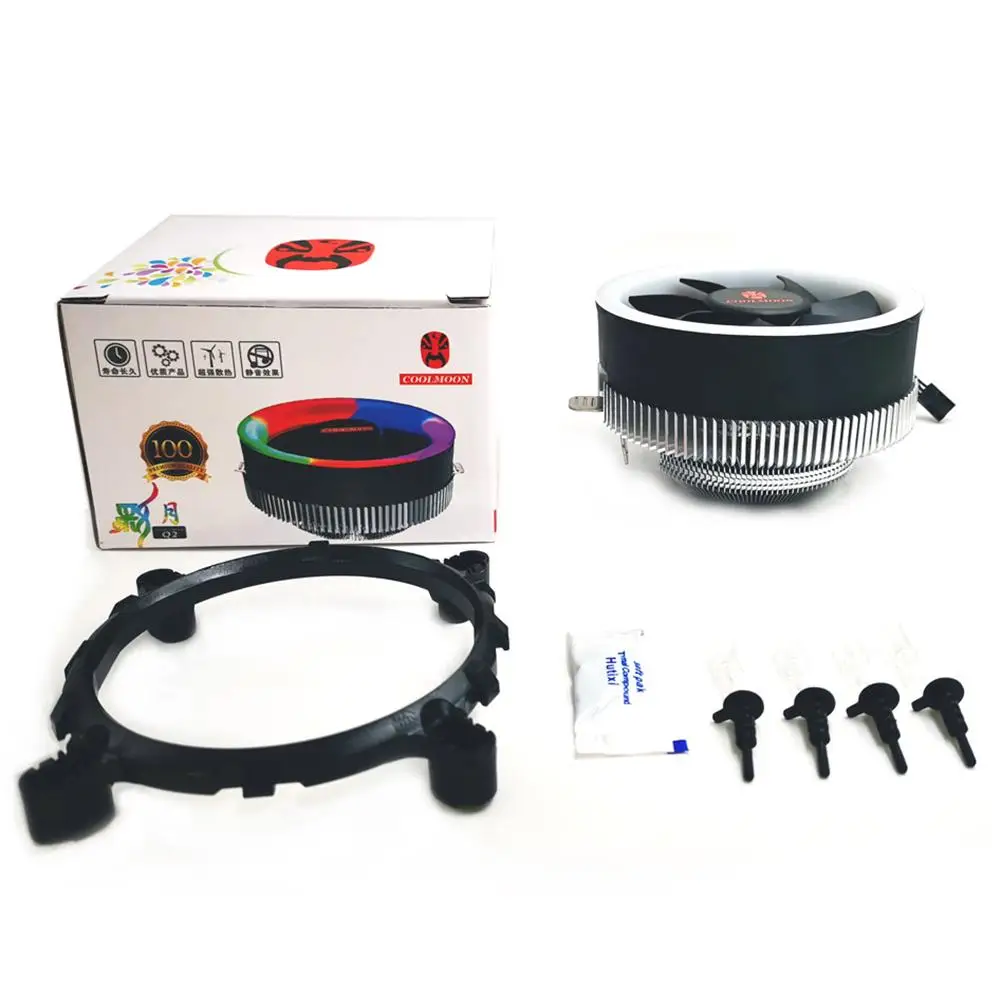 

RGB LED Computer PC Heatsink CPU Chassis Cooling Cooler Silent Fan Radiator 3 Pin CPU Fan Heat Sink Universal for Inter AMD PC