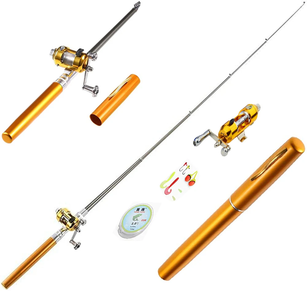 Мини портативный карманный Удочка/алюминиевый сплав/форма ручки/1 м Рыболовная