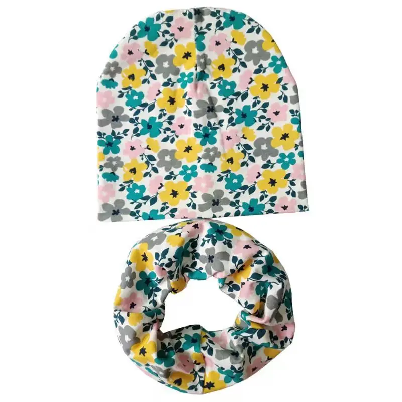 Шапка и шарф Детские с мультяшным принтом зимний головной убор комплект детской