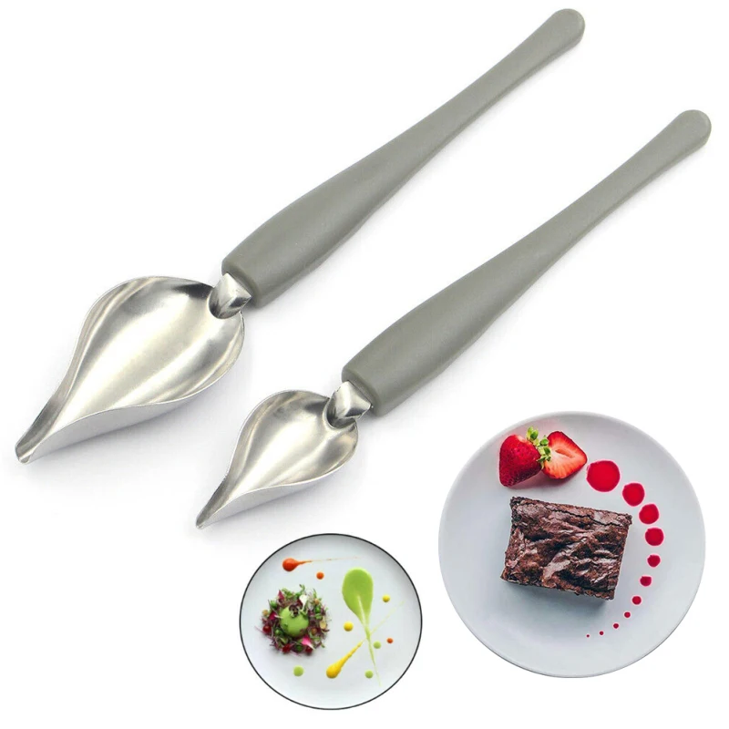 

Chef Decoration Pencil Anti-slip Accessories Draw Tool Stainless Steel Sauce Painting Coffee Spoon Plate Dish Sauce Painting new
