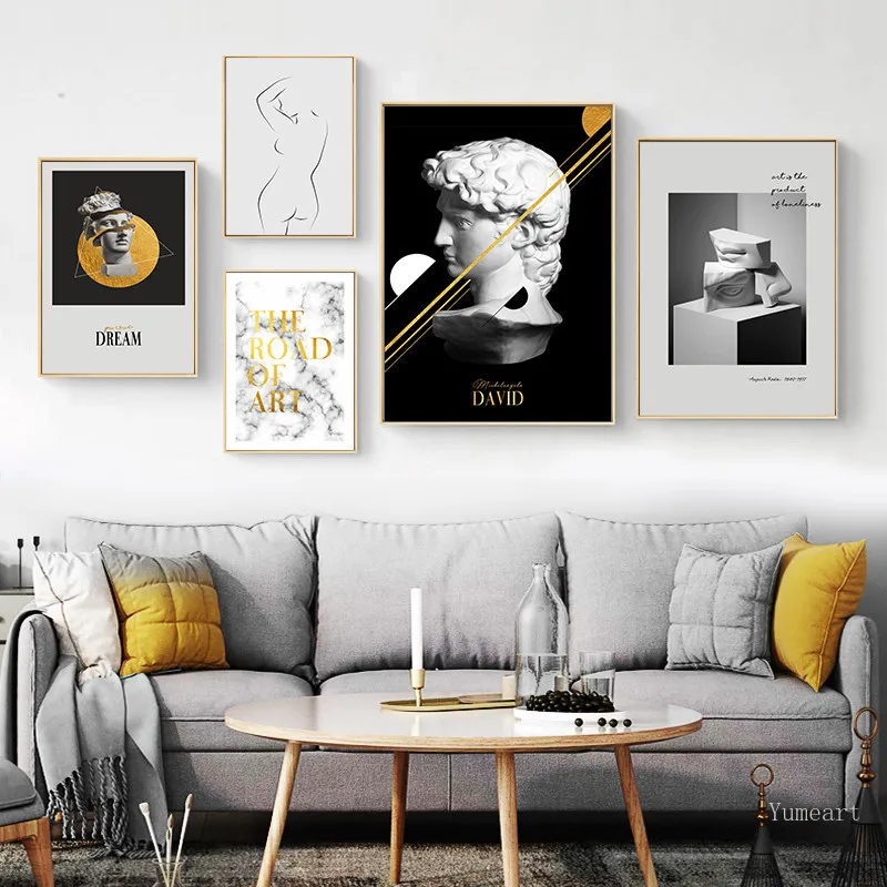 Скульптура Микеланджело мраморное боди-арт настенная Картина на холсте