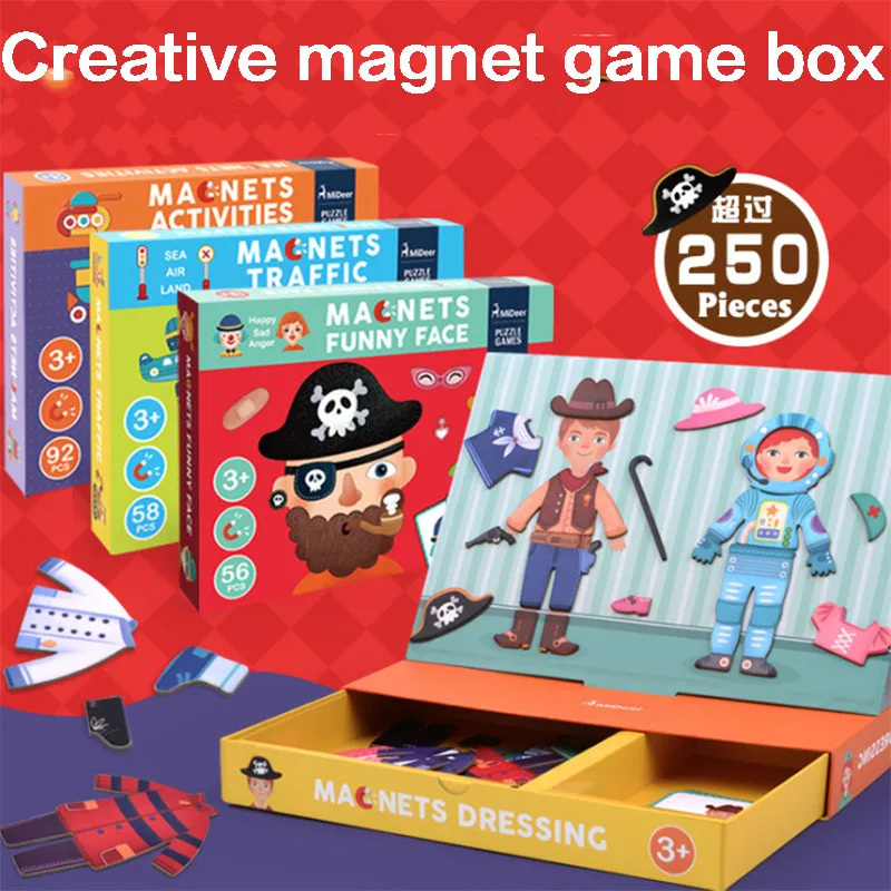 Mideer деревянный магнитный трафик Геометрическая активность одевание пазлы набор