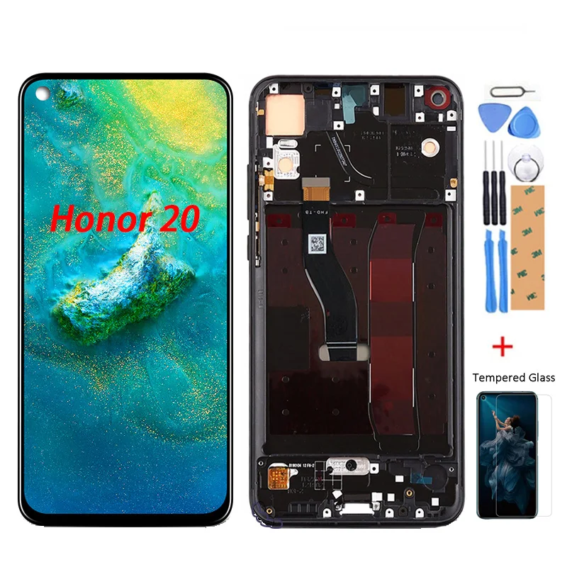 Для 6 26 ''Huawei Honor 20 ЖК дисплей сенсорный экран + рамка дигитайзер в сборе с рамкой