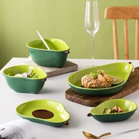 avocado ceramic plate and bowl tableware set household restaurant salad fruit snack dinner dishes