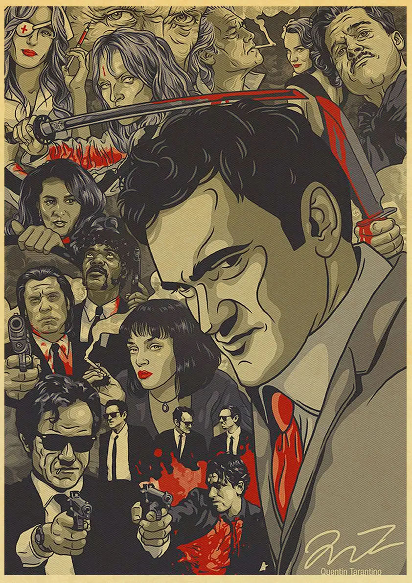 E163 Quentin Tarantino Movie Kill Bill Inglourious Basterds The Hateful Eight Poster High Quality Kraft Paper Home Room Decor - Цвет: E163