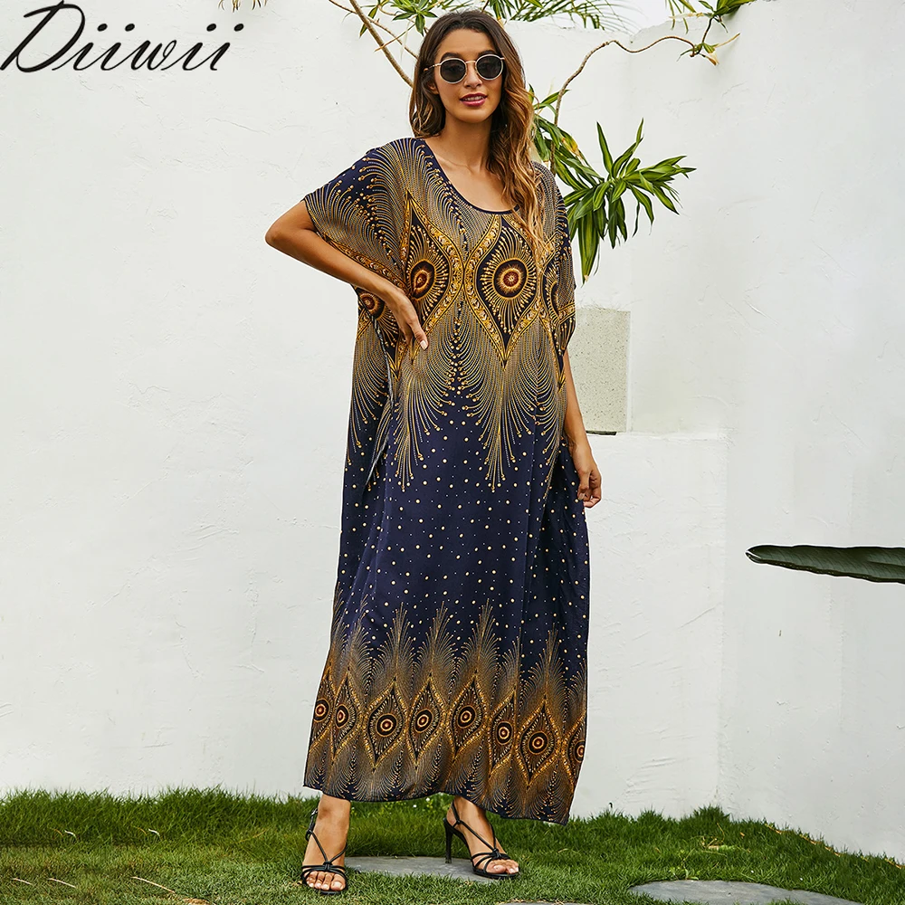 

Diiwii Ramadan Eid Moubarak Kaftan Summer Dresses For Women Abaya Dubai Islam Muslim Long Dress Robe Longue Djellaba Femme