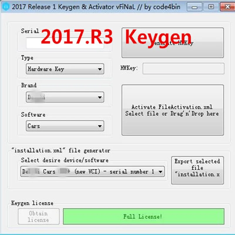 Горячая Распродажа аккумуляторной топливной системы для Делфи 2017 r3 Keygen 2017.R3
