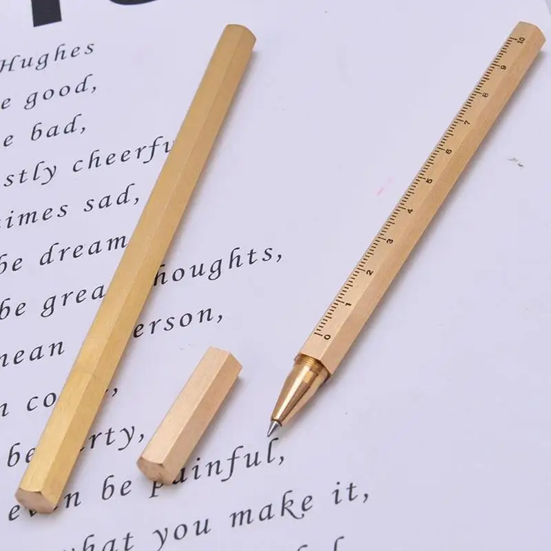 

Brass Six-Sided Ball Point Pen Collectable Office Business P4B9 Metal Pens Scale Gift Pens with C5X9