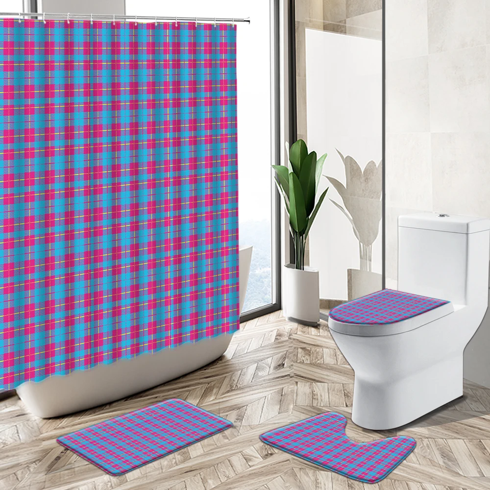 Современная простая сетчатая полосатая душевая занавеска в деревенском ретро