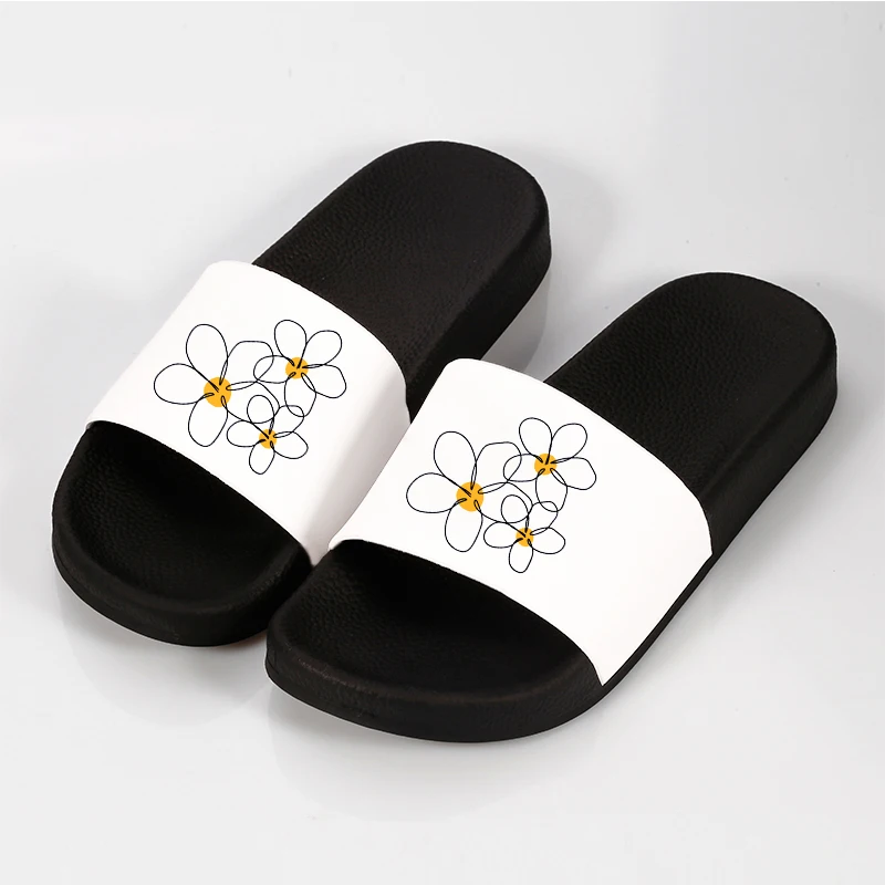 

2021 Shoes For Woman Summer Flat Bottom Flip Flops Ladies shoes Flowes Pattern Home Slippers Open Toe Female Non-slip Sandals