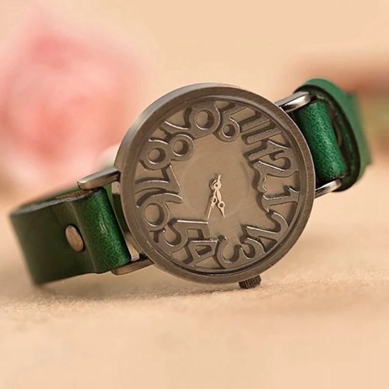 

Retro Digital Hollow Leather Belt Watch Female Formal Dress Watch Female Quartz Watch Student Casual Watch