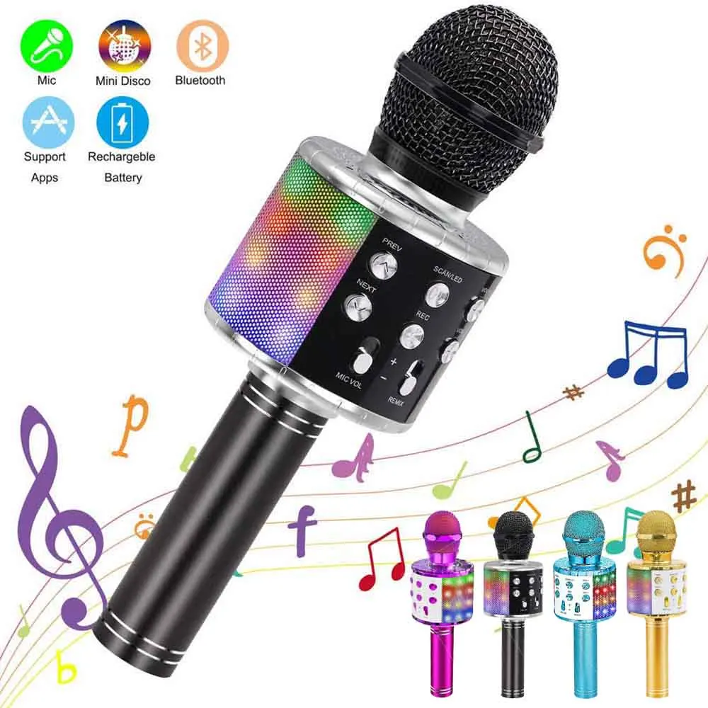 

Bluetooth-микрофон, беспроводной микрофон для караоке, профессиональный динамик, ручной микрофон, проигрыватель для вокала, с рекордером, микро...