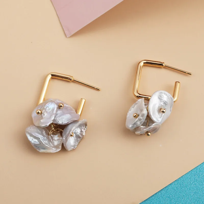 Женские серьги с жемчугом в стиле барокко|Серьги-подвески| |