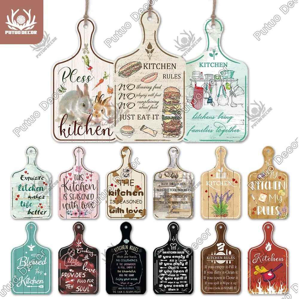 

Putuo Decor Kitchen Small Cutting Board Sign Rustic Wood Plate Hanging Sign for Personalized Home Decoration Kitchen Wall Decor