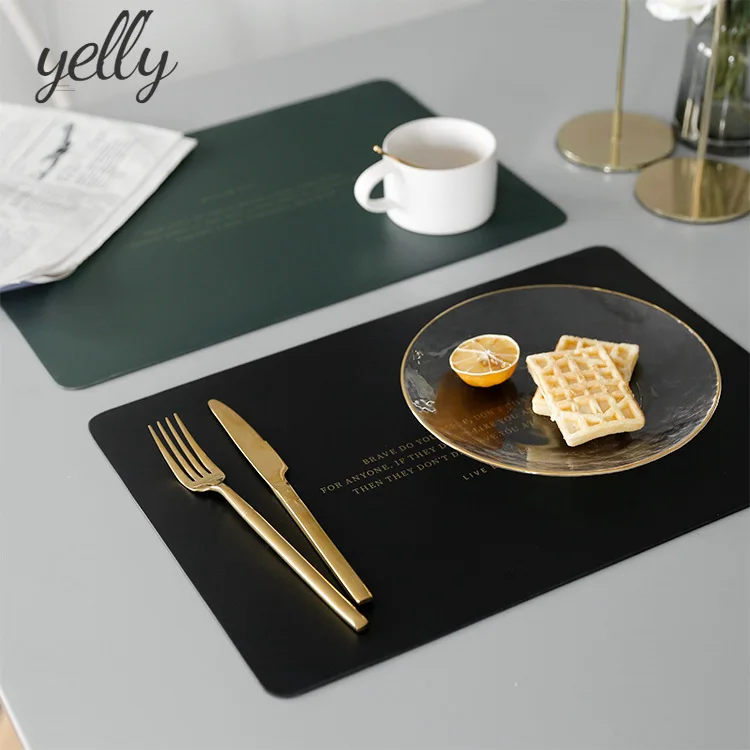 

Nordic Ins style Leather Western Table Mat Simple Square PU Leather Oil-proof and Heat-insulating Anti-scalding Pad