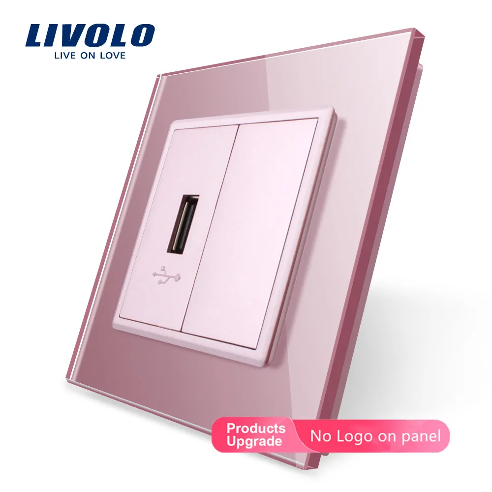 Livolo 4 цвета Хрустальная стеклянная панель одна банда USB розетка/настенная розетка
