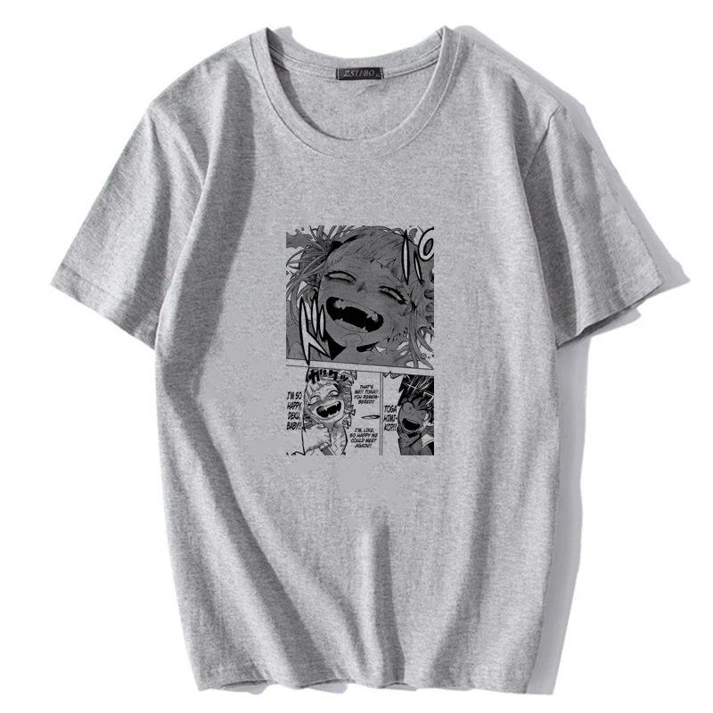 Japanese Comic Cartoon Toga Himiko Print T Shirt Men My Hero Academia Tops Harajuku Boku no Men's t-shirt S5MC118 | Мужская одежда