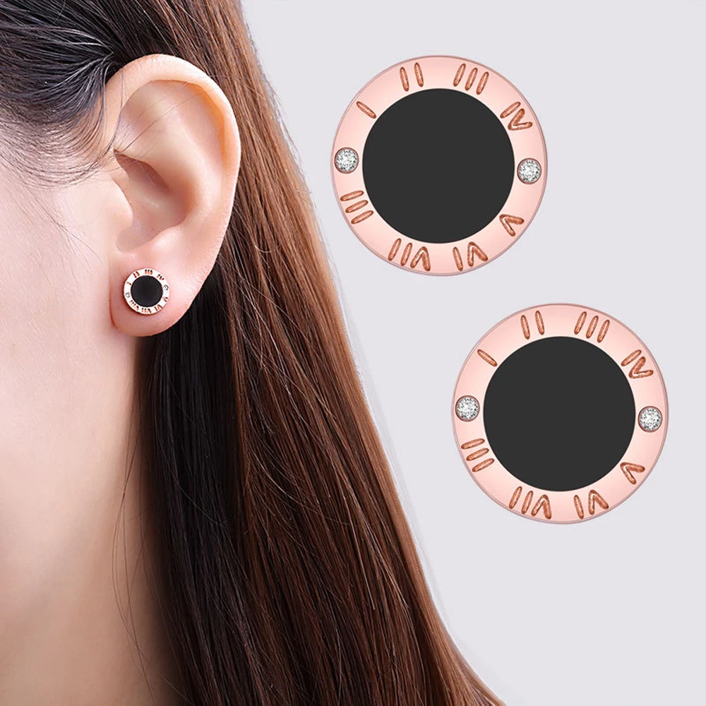 Корейские круглые серьги-гвоздики с кристаллами для женщин и мужчин серебряные