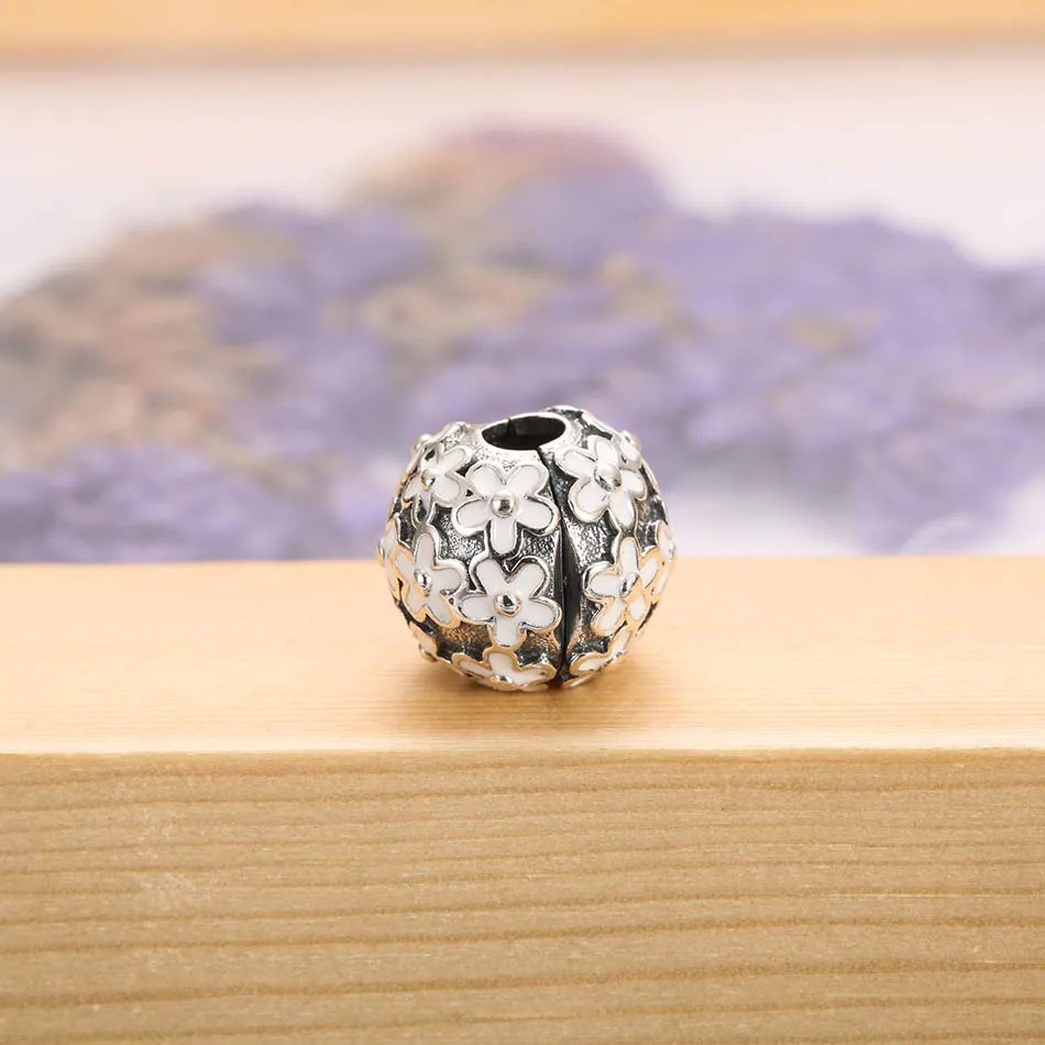 

Enamel Darling Daisy Meadow Clip Charms fit Lady Bracelet Bangle Authentic S925 Bead For Women DIY Jewelry