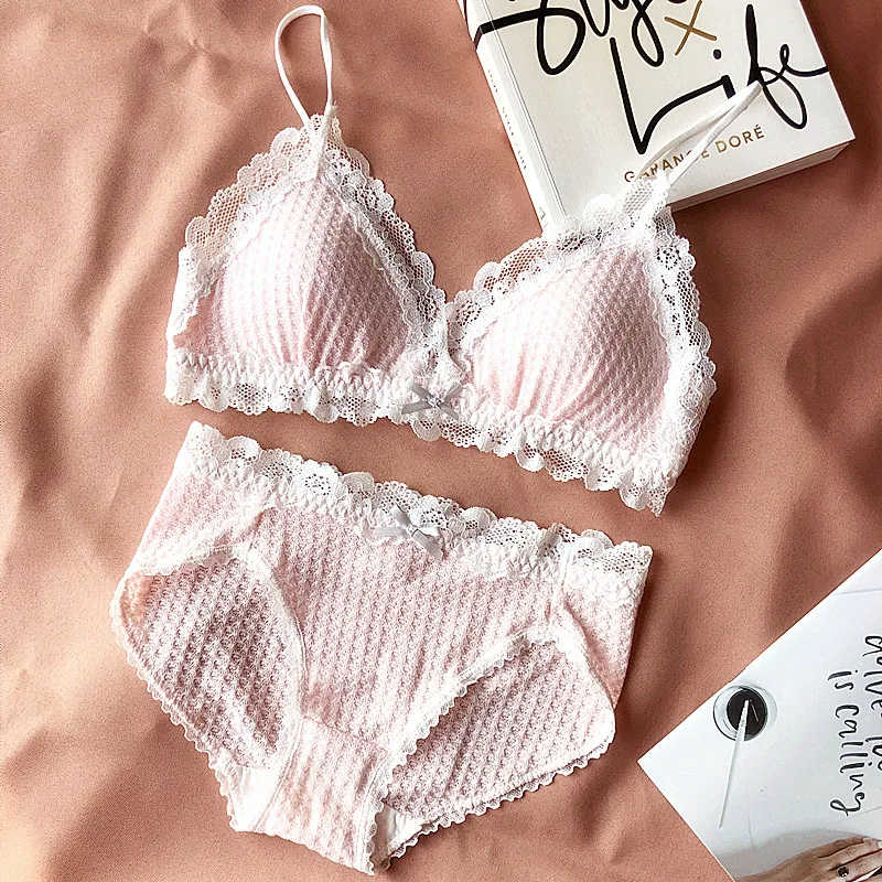 pink SP& CITY, новинка, Винтажный кружевной бюстгальтер, наборы, для женщин, сексуальный, бесшовный, роскошный, фея, бюстгальтер, грудь, топы, чувство, нижнее белье, без косточек, комплект нижнего белья - Цвет: pink