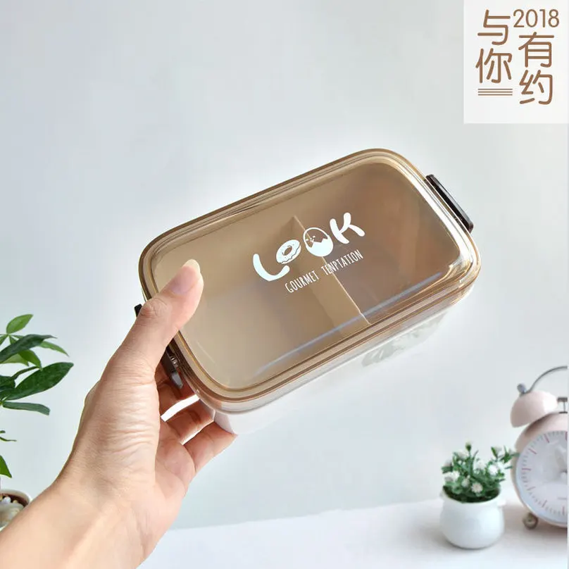 Простой Прозрачный Ланч бокс с подогревом пищевой контейнер для микроволновой