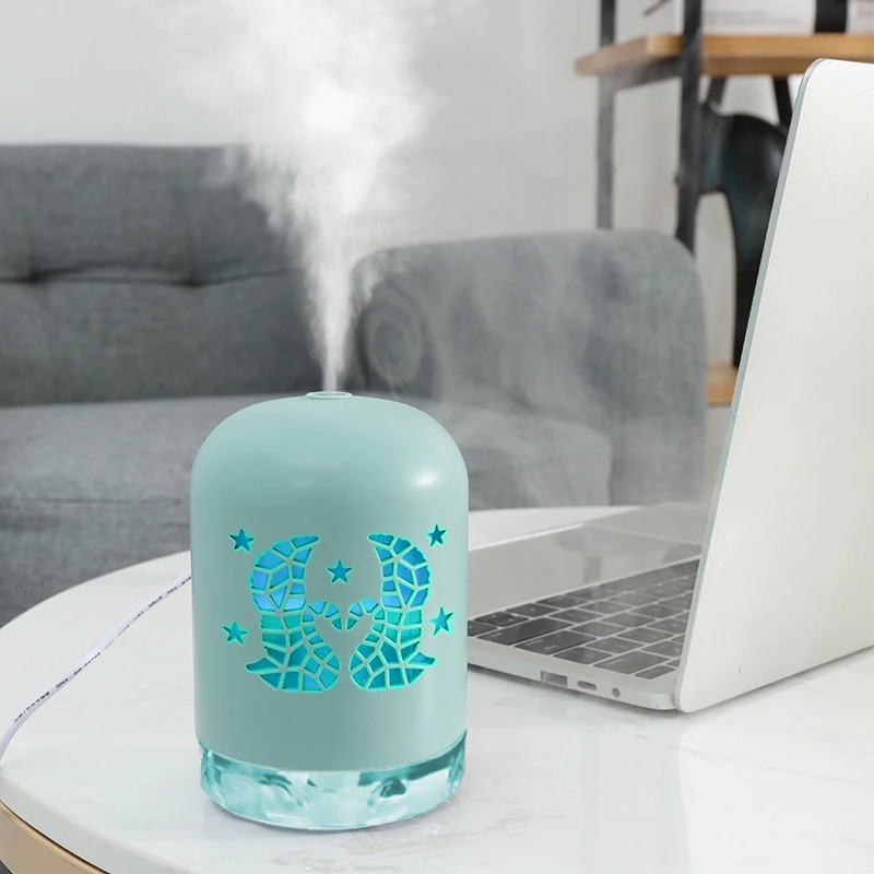 

340ml Portable Ultrasonic Air Humidifier Aroma Diffuser Mist Maker Home Office Purifier Quiet Humidificador with Colorful Lamp