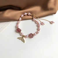 sweet fishtail pendant bts baroque pearl bracelet for women temperament bracelet femme fashion jewelry gift pulseras mujer