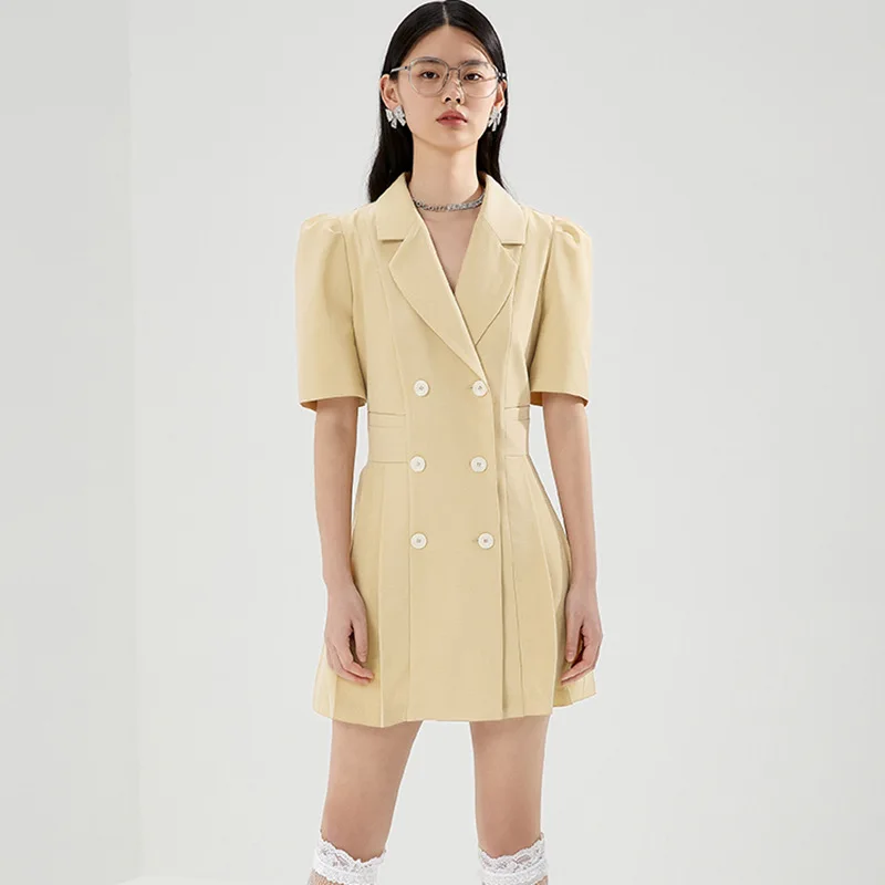 

Summer Dress Female Patchwork Casual Women's Dresses Button Short Sleeve Folds Solid Summer Dresses Ladies 2021 Dress 2021