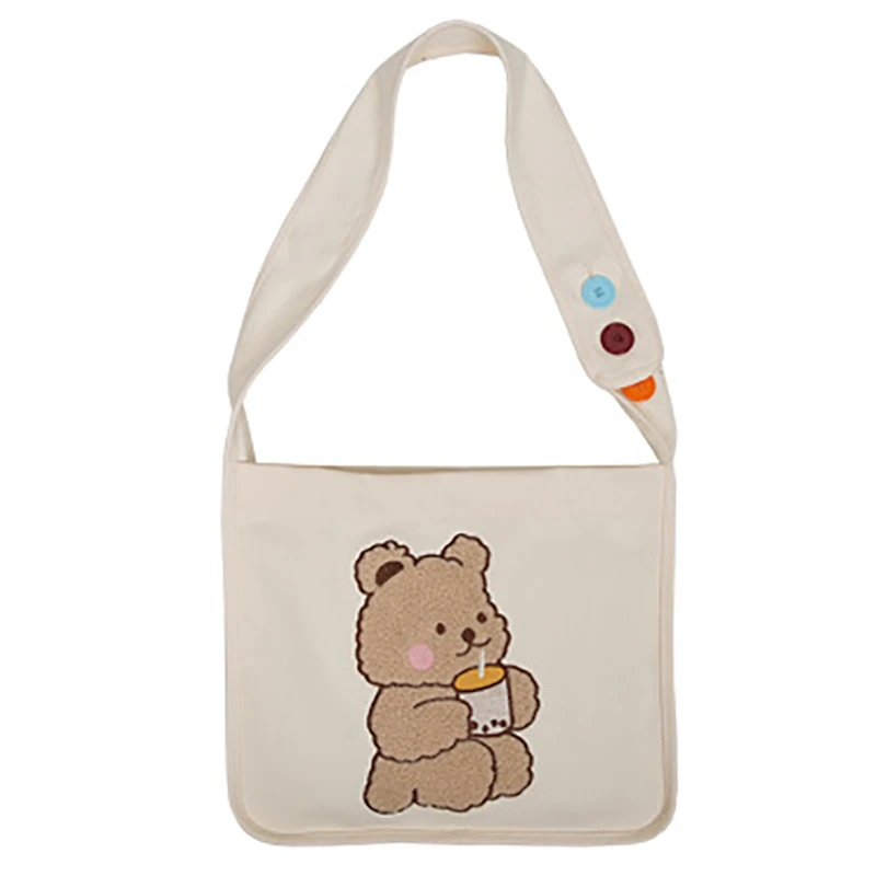 Модная женская Холщовая Сумка через плечо с медведем вместительная школьная