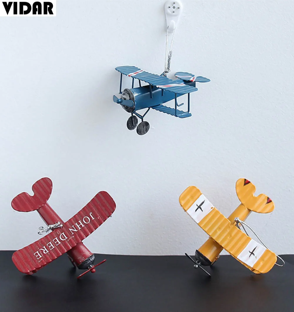 VIDAR Железный ретро самолет фигурки металлический модель винтажный планер биплан