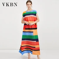 vkbn 2021 new spring and summer long dress high street patchwork off the shoulder folds dresses woman