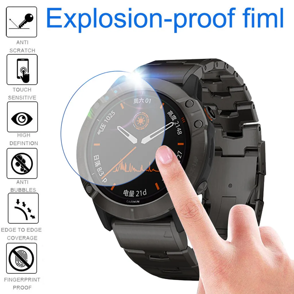 3 упаковки защита экрана из закаленного стекла 2019 для GARMIN FENIX 6X Pro Смарт-часы