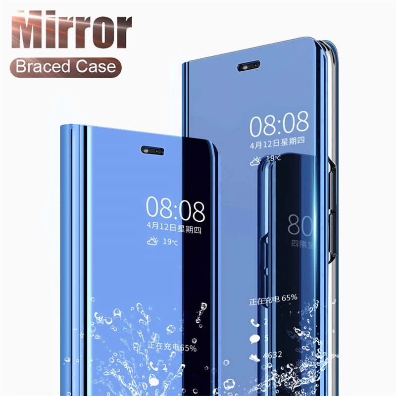 for oneplus 7 pro 6 6t mirror leather stand phone case for oneplus 9 8 pro 6 5 t oneplus7 oneplus6 smart mirror flip cover capa free global shipping