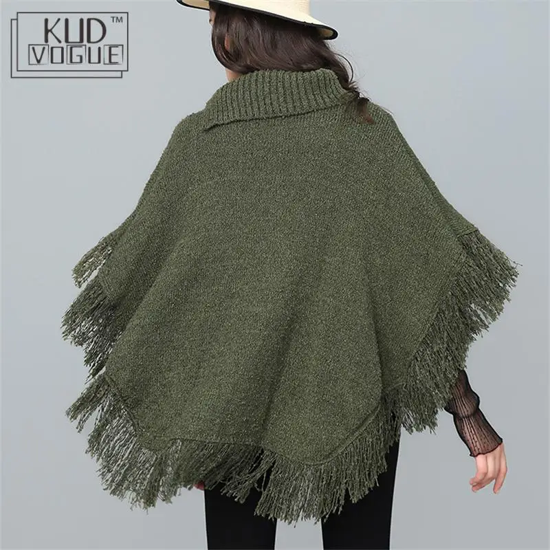 Женский свитер зимнее вязаное кашемировое пончо накидки шаль пальто женская