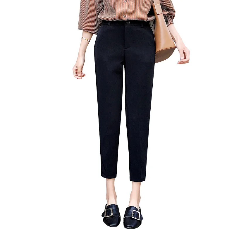 

Black Pants Women Spring/ 2021 New Suit Pants Women Cropped Casual Harem Pants Cigarette Pants