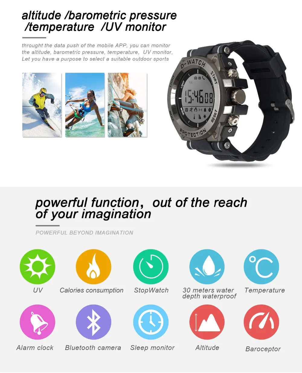 ABAY 01C Outdoor Sports Bluetooth Smart Watch IP68 Waterproof Brace Support Heart rate meter Step Long standby | Электроника