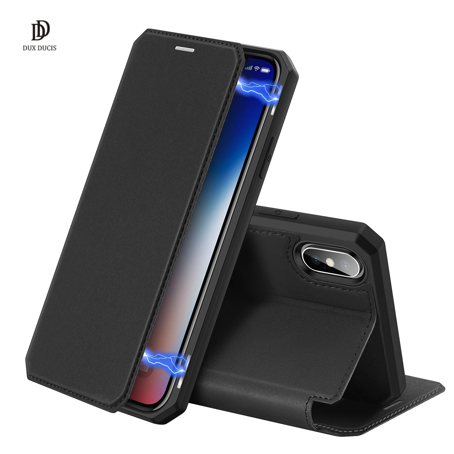 

For iPhone XS Case Flip Cover 360° Real Full Protection DUX DUCIS Skin X Luxury Leather Wallet Case Magnetic Closure