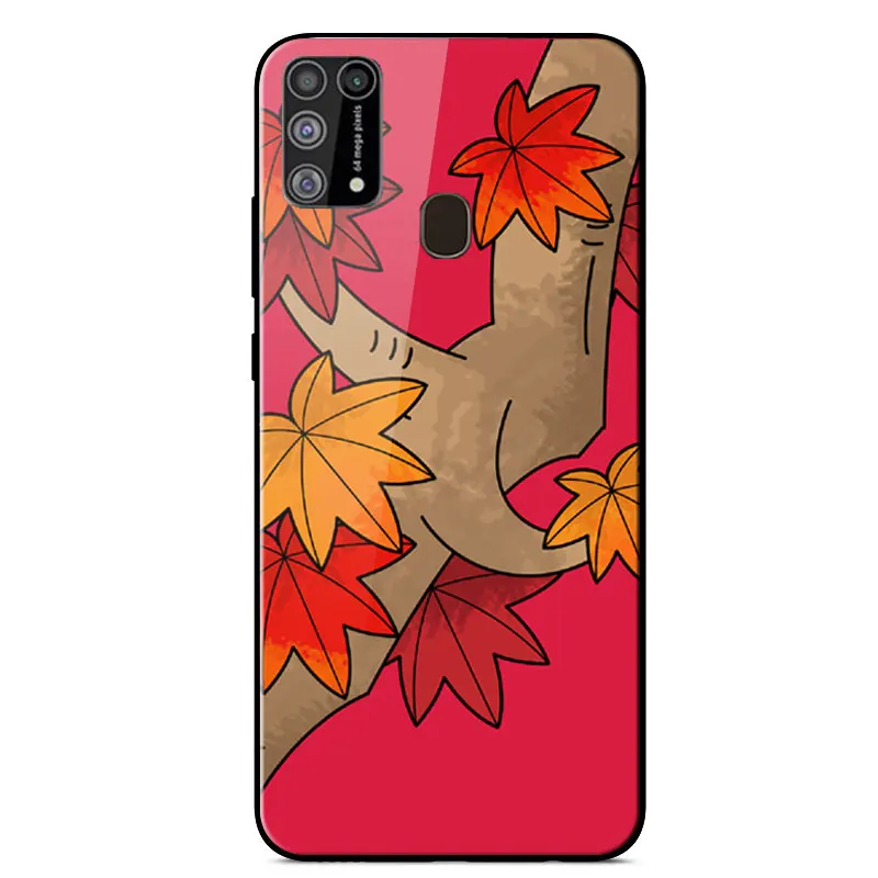 

For Samsung M31 Case Painted Tempered Glass Hard Phone Case For Samsung Galaxy M31 M 31 M315F Silicone Bumper Protective Cover