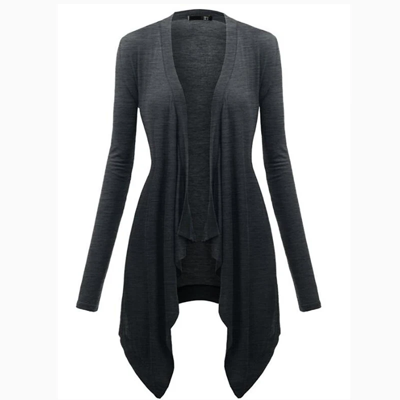 

Новинка, женский модный зимний Кардиган, женские топы, тонкий кардиган с длинным рукавом, свитер, одежда, Женский драпированный открытый Аси...