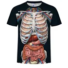 Новинка 2020, модная мужская футболка с 3D-принтом скелета внутренних органов, с круглым вырезом и короткими рукавами, забавная Мужская футболка с аниме на Хэллоуин