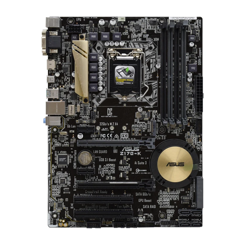 asus z170 k desktop intel z170 lga 1151 motherboard ddr4 64gb pci e 3 0 support core i3 i5 i7 processor dvi usb3 1 sata iii atx free global shipping