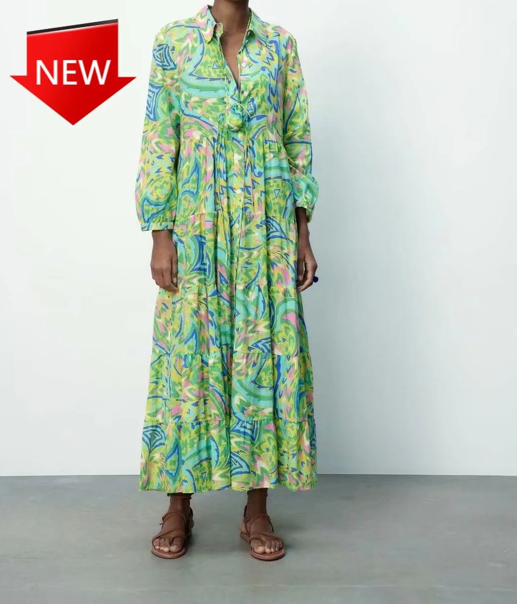 

Женское винтажное платье-миди с цветочным принтом