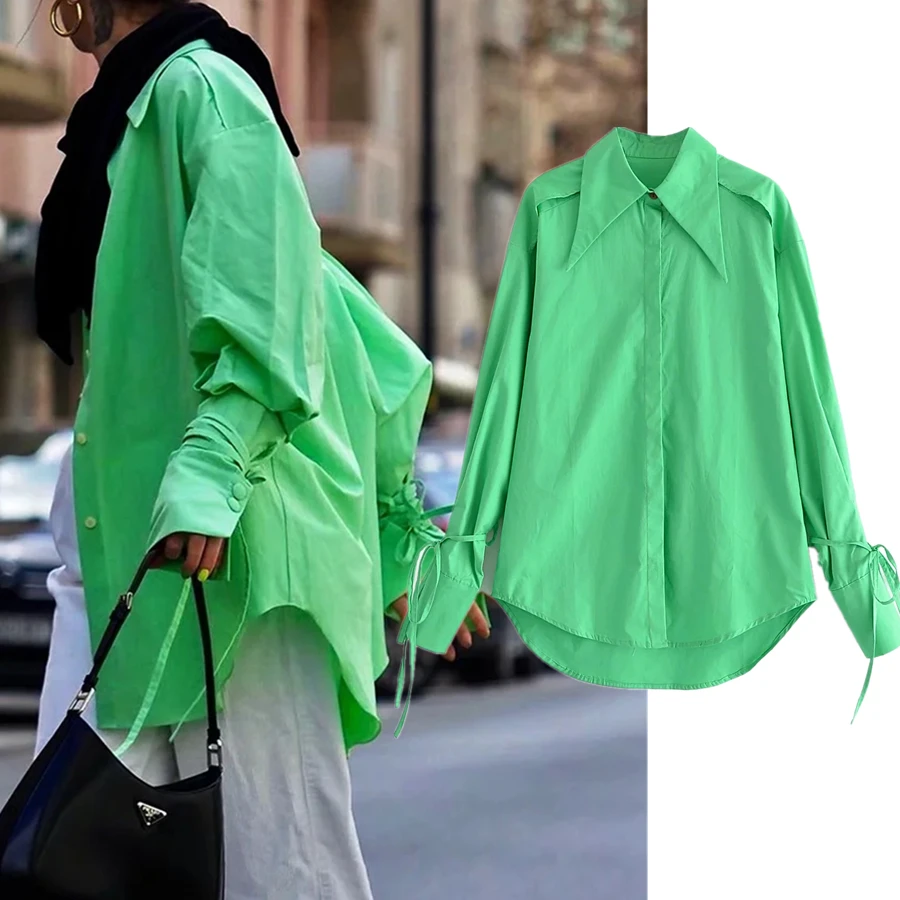 

Elmsk Blusas Mujer De Moda 2021 Autumn Blouse Women Ins Fashion Blogger Vintage High Street Solid Loose Long Shirt Women Tops