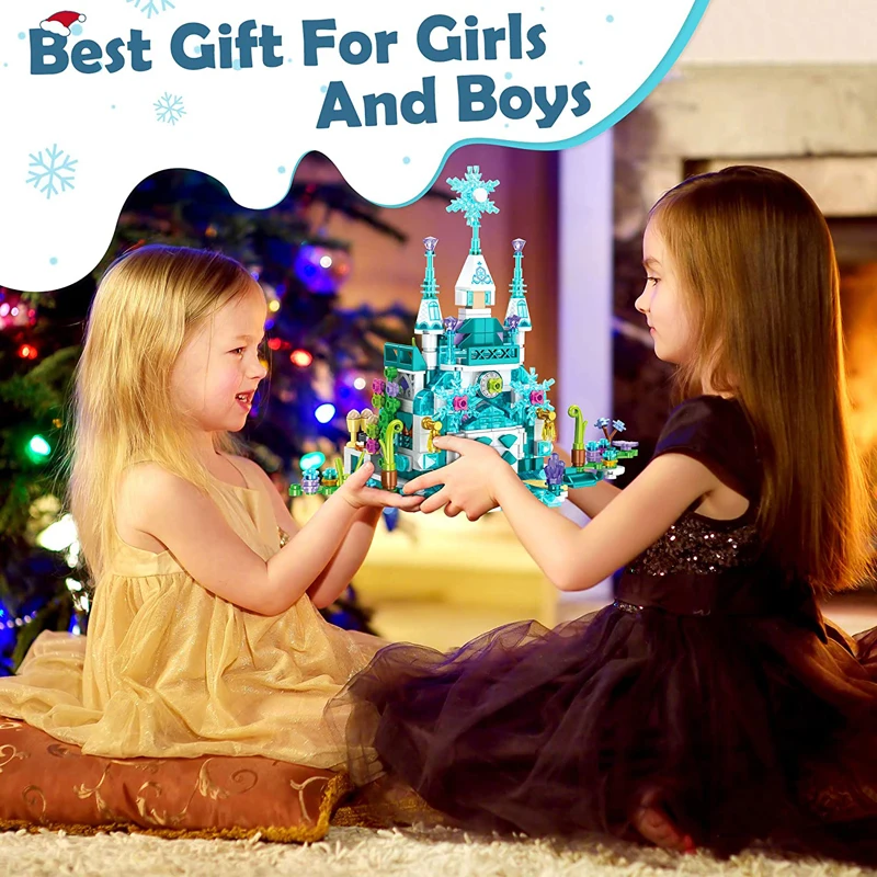 

Building Toys for Girls Educational Learning Construction Toys Set Building Block Toys with Ice Palace Castle Style toys