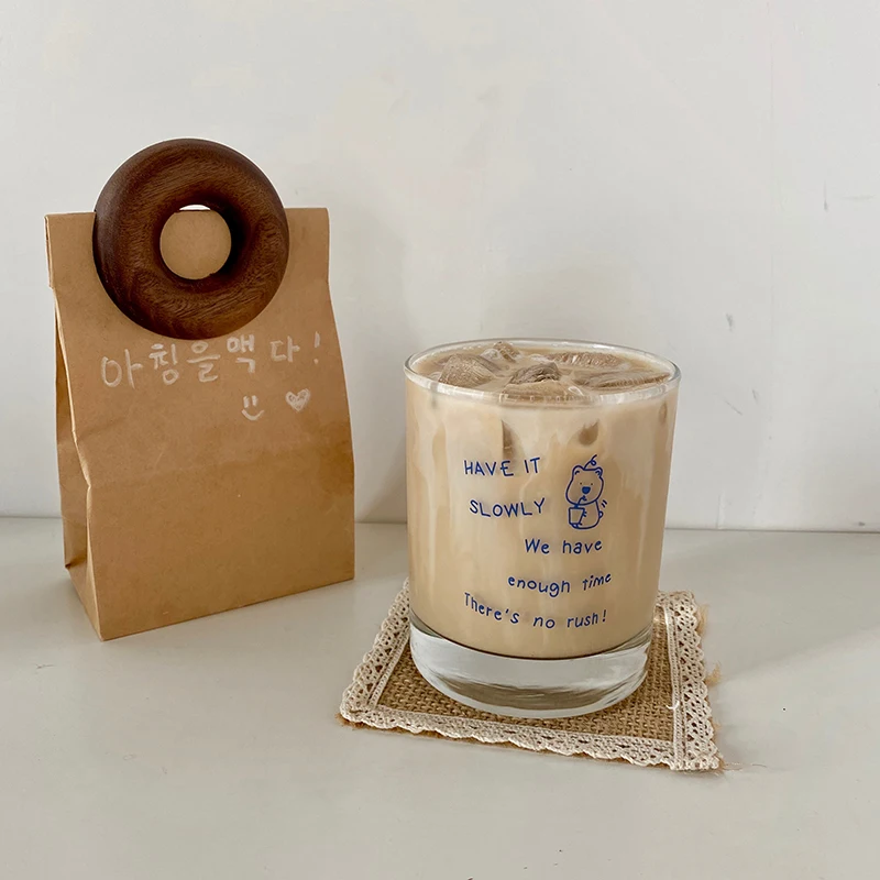 300 мл японская и Южная Корея Ins ручная роспись медведь стеклянная чашка бытовые